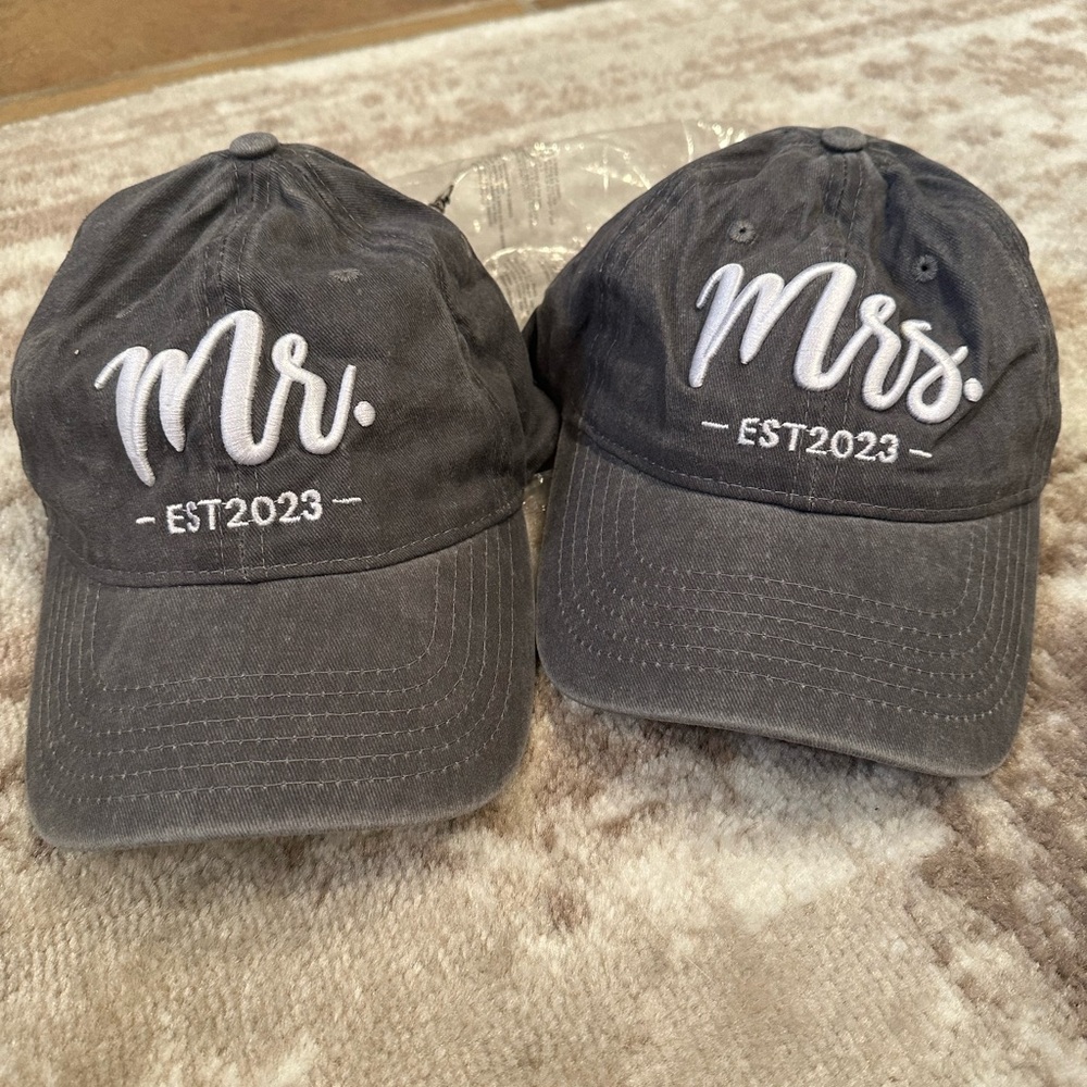 Gray 'Mr.' and 'Mrs.' EST2023 Caps